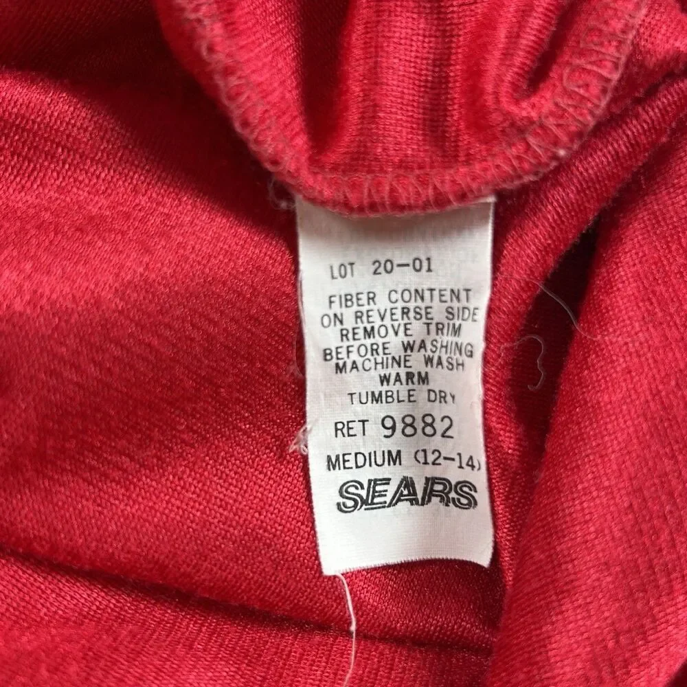 Vintage 70-80s Carriage Court Sears Zip Housecoat Robe Med Red ILGWU Union Made